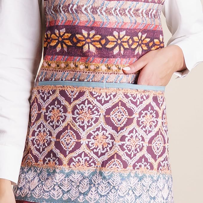 Maison d' Hermine Aprons for women with Pocket 100% Cotton (27.50"x31.50") | Adjustable Neck Strap & long ties Apron Men Chef Wedding Cooking Gardening Server Maid
