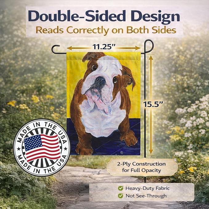 Caroline's Treasures SS8415GF English Bulldog Garden Flag Mailbox Flag Decorative Yard Flag Banner Outside Patio Artwork Yard Flower Beds, Garden Size, Multicolor