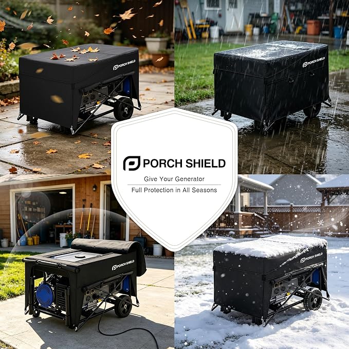 Porch Shield Generator Covers Running - Heavy Duty Waterproof Generator Rain Tent Shelter for 3500-12000 Watt, Black