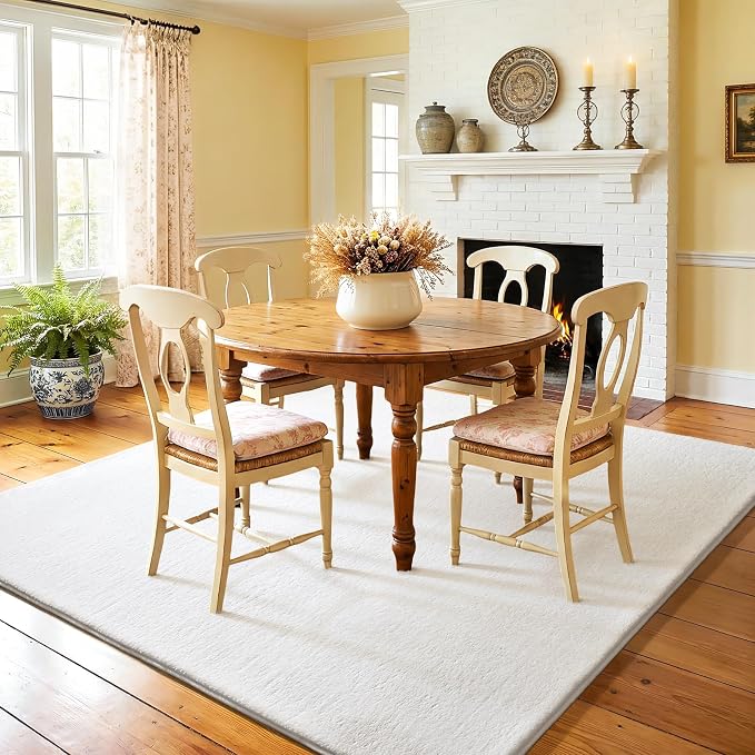 Amearea 5x5 Square Area Rugs for Bedroom Living Room, White Memory Foam Rug | Thickened Fluffy Indoor Washable Rugs, Modern Non Slip Minimalist Carpet for Kids Boys Girls Dorm Nursery Room Decor