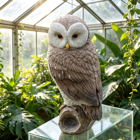 Owl Outdoor Statues Garden Yard - Decoration Home Decor Indoor Desk Tabletop Collectible Figurines Ancient Retro Collection 11" x4.5" x5 Inch