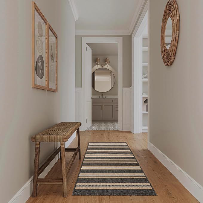 Nourison Home Horizon Indoor/Outdoor Charcoal 2'2" x 8' Area Rug - Easy Clean, Non Shedding, Bed Room, Living Room, Dining Room, Kitchen (8' Runner)