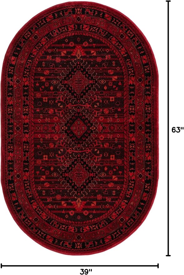 Unique Loom Tekke Collection Area Rug - Sheibani (3' 3" x 5' 3" Oval, Red/ Black)
