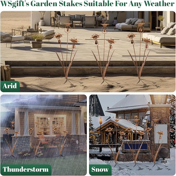 WSgift Metal Calla Lilies Flowers with Bells for Outside Yard Art Bronze Wind Chime
