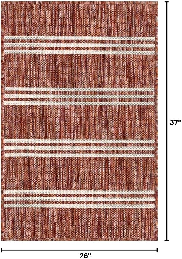 Unique Loom Jill Zarin Outdoor Collection Area Rug - Anguilla (2' 2' x 3' 1' Rectangle, Rust Red/ Ivory)