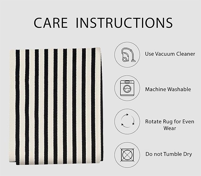 IOHOUZE Black Beige Striped Rug -2'x3' Front Door Rugs Outdoor, Small Washable Area Rug for Front Porch, Spring Summer Welcome Mats Outdoor Indoor, Doormat for Entryway Porch Entrance