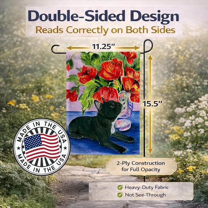 Caroline's Treasures SS8308GF French Bulldog Garden Flag Mailbox Flag Decorative Yard Flag Banner Outside Patio Artwork Yard Flower Beds, Garden Size, Multicolor