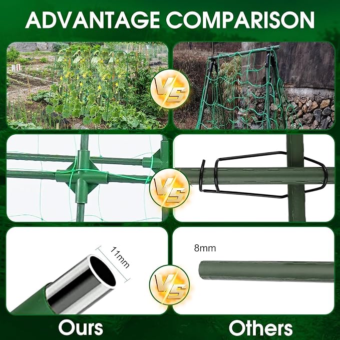 OTOSUNNY Cucumber Trellis, 50x48 inch Garden Arch Trellis for Climbing Plants Outdoor, Rustproof Metal Plant Support Vegetable Vine Tomato Cage Bean Pea Cucumber Trellis for Raised Garden Bed, Green