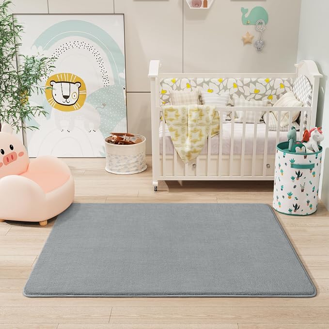 Amearea Modern Washable Runner Rugs, 2x4 Feet Grey Bedroom Runner Rug | Small Area Rugs for Bedroom Living Room, Non Slip Memory Foam Rug for Hallway Entryway Kids Boys Girls Room Laundry Room