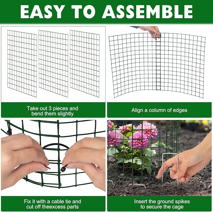 Unves 10 Set Plant Protectors from Animals, 12 x 12 Inch Wire Plant Cages for Outdoor Plants-Covers Protect Vegetables Flowers from Animals, Prevent Rabbit & Chicken Entering