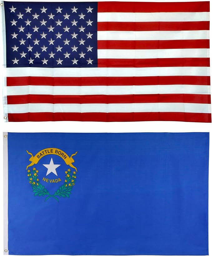 Shop72 American Flags for Outside, Set of Nevada State with 3x5 American Flag, For Outdoor and Indoor, Allegiance to USA, This Garden Banner Made Heavy Duty, Bandera De Estados Unidos
