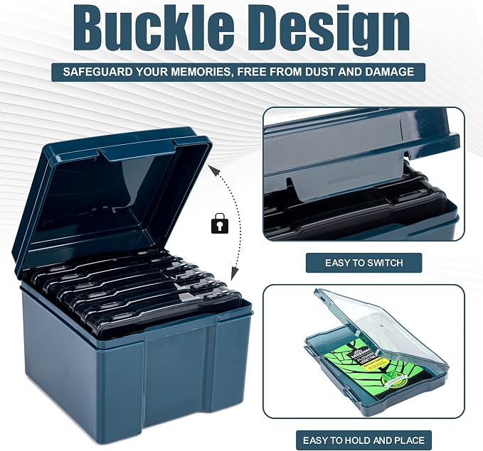 Dark Green Seed Storage Box with 6 Inner 57 Inch Small Boxes, Portable Tool Storage Box for Fishing, Garden Seed Packet Storage Organizer with Label Stickers