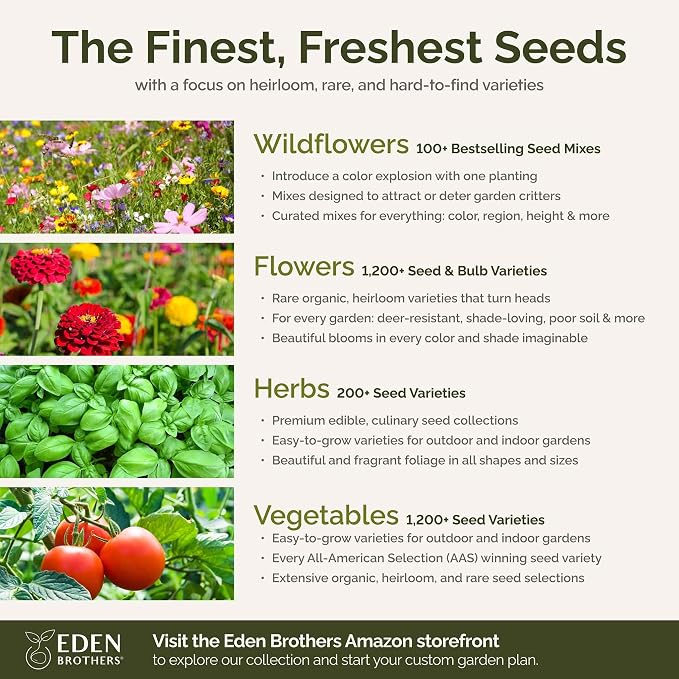 Eden Brothers Big Red Flower Mixed Seeds for Planting, 1 lb, 480,000+ Seeds with Painted Daisy Flame, Zinnia, Red Phlox | Attracts Pollinators, Plant in Spring or Fall, Zones 3, 4, 5, 6, 7, 8, 9, 10