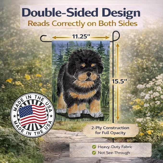 Caroline's Treasures SS8031GF Tibetan Mastiff Garden Flag Mailbox Flag Decorative Yard Flag Banner Outside Patio Artwork Yard Flower Beds, Garden Size, Multicolor