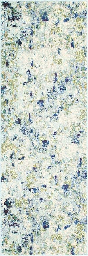Unique Loom Chromatic Collection Area Rug - Champagne (2' 2" x 6' Runner, Light Blue/ Blue)