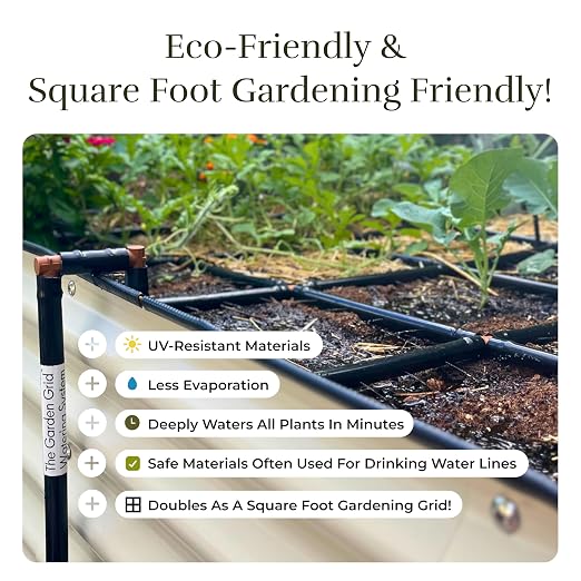 Garden Grid Watering System - 2x8 Standard | Preassembled Garden Watering System for Raised Garden Beds | 1-Min Setup, USA-Made, Lasts 5-10x Longer Than Drip & Soaker | 22.5"x88"