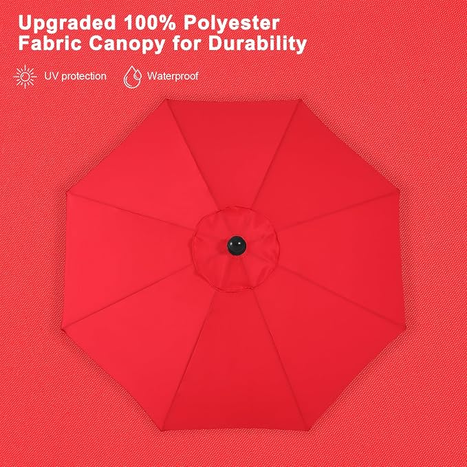 ABCCANOPY 7.5FT OutdoorPatio Umbrella, UV Protection Table Umbrella w/Crank for Easy Set Up, Suitable for Garden, Lawn, Deck & Backyard (Red)