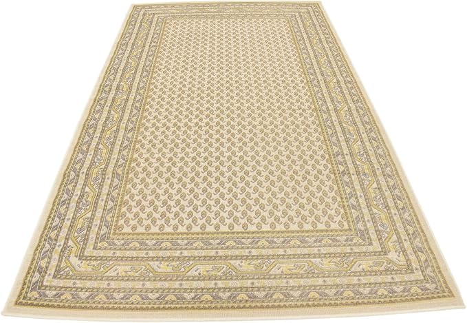 Unique Loom Williamsburg Collection Traditional Border with Dotted Center Area Rug, Rectangular 5' 0" x 8' 0", Beige/Yellow