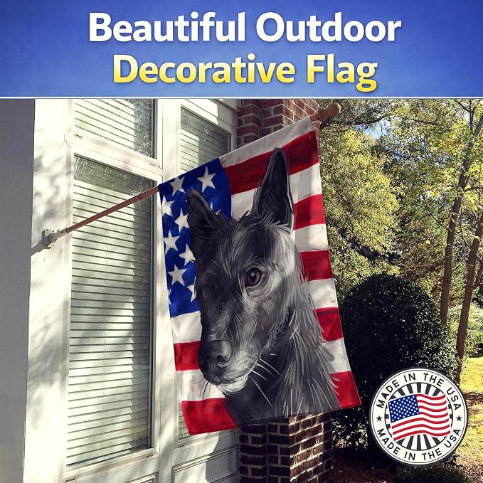 Caroline's Treasures CK6701CHF Seskar Seal Dog American Flag House Flag Large Porch Sleeve Pole Decorative Outside Yard Banner Artwork Wall Hanging, Polyester, House Size, Multicolor