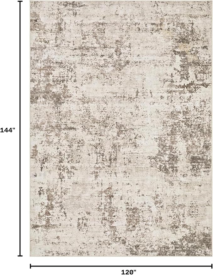 UERMEI 10x12 Washable Area Rug - Neutral Modern Abstract Living Room Rugs, Non-Slip Soft Large Indoor Floor Carpet for Bedroom Home Office & Under Dining Table Decor, Dark Brown