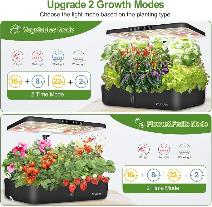 Hydroponics Growing System Indoor Garden - DRYADES Herbs Garden Kit Indoor with LED Grow Light Grow Anything Plants Germination Kit (No Seeds) Harvest Vegetable Lettuce for Home Kitchen (66 Pods)