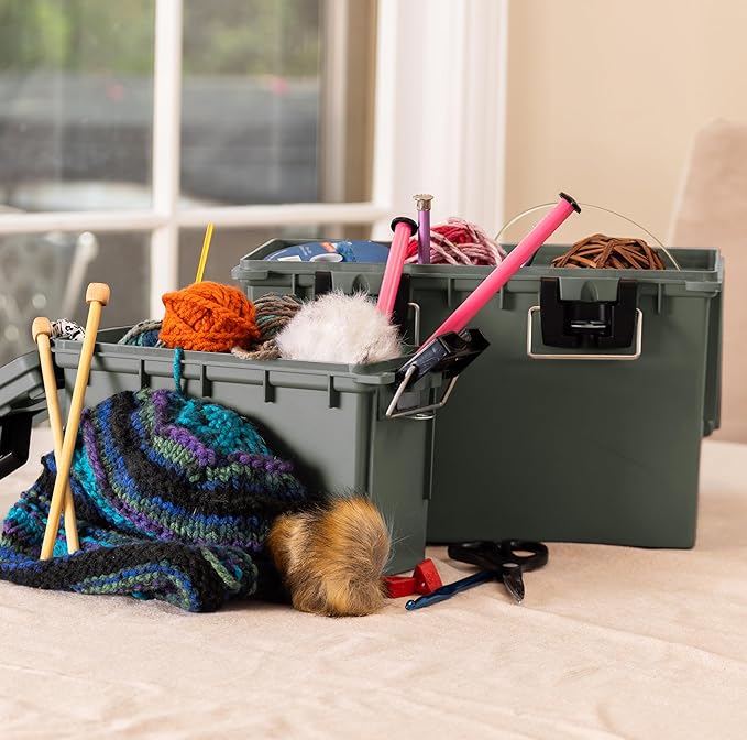 Sheffield Ammo Box Made in USA, Stackable Lockable Ammo Storage Box, Green | XL & Standard Lockable Storage Box, Water & Dust Resistant Dry Box, Secures Hunting Gear, Gun Accessories, Supplies, Bullets