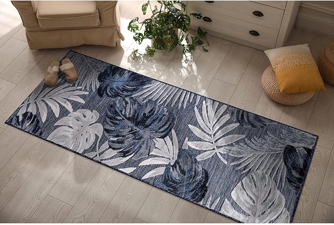 CAMILSON Runner Outdoor Rugs Oriental Retro Traditional Floral Medallion Area Rug 2x7 Non-Shedding Stain Resistant Indoor Carpet for Bathroom Hallway Kitchen Office (2 x 7 / Navy Blue)