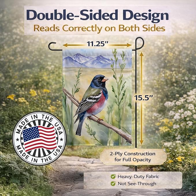 Caroline's Treasures Colorado Lark Bunting Garden Flag Mailbox Flag Decorative Yard Flag Banner Outside Patio Artwork Yard Flower Beds, Garden Size, Multicolor