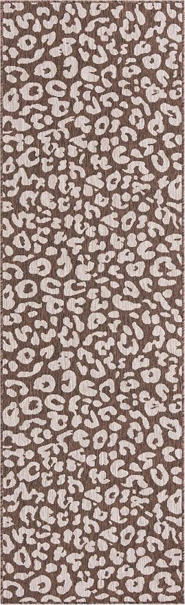 Unique Loom Outdoor Safari Collection Area Rug - Leopard (2' 11" x 10' Runner, Brown/ Light Brown)
