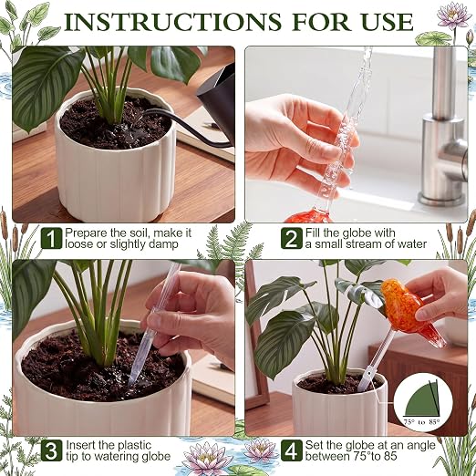 Duraaamo Self Watering Plant Globes Set of 5 - Bird Shaped Multicolor Hand Blown Glass Watering Bulbs, Automatic Plant Accessories Devices for Indoor & Outdoor Plants, Decorative Garden Stakes