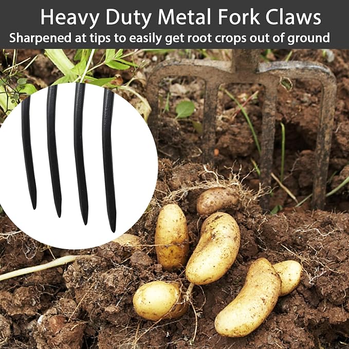 Oliynedy Pitch Fork for Hay, Heavy Duty Pitchfork for Garden, Broadfork Yard Garden Tools with 30 inch Metal Handle for Gardening Digging, Mulching