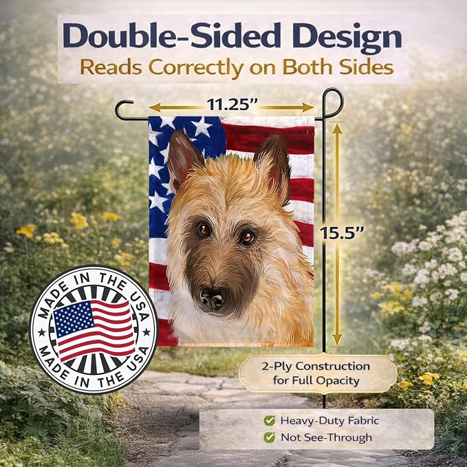 Caroline's Treasures CK6427GF Belgian Laekenois American Flag Garden Flag Mailbox Flag Decorative Yard Flag Banner Outside Patio Artwork Yard Flower Beds, Garden Size, Multicolor