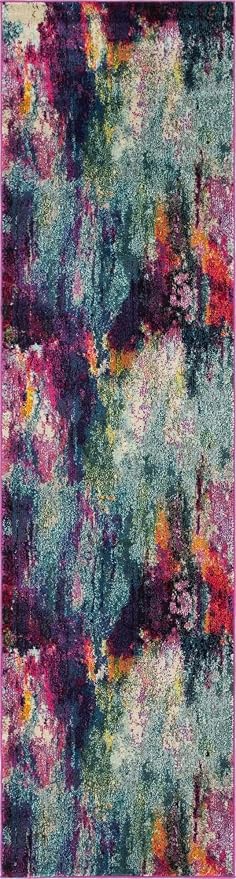 Unique Loom Chromatic Collection Modern Colorful & Vibrant Abstract Area Rug For Any Home Décor (2' 7 x 10' 0 Runner, Multi/ Light Blue)