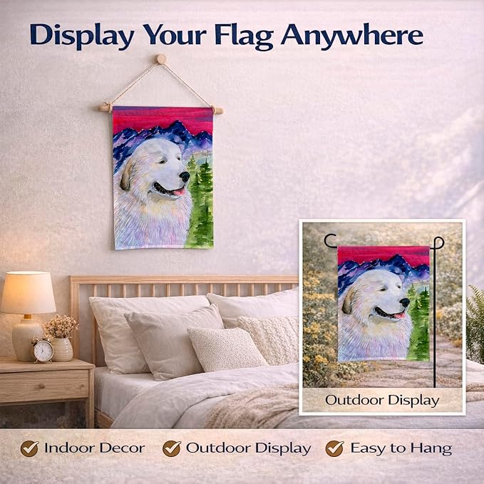 Caroline's Treasures SS8473GF Great Pyrenees Garden Flag Mailbox Flag Decorative Yard Flag Banner Outside Patio Artwork Yard Flower Beds, Garden Size, Multicolor