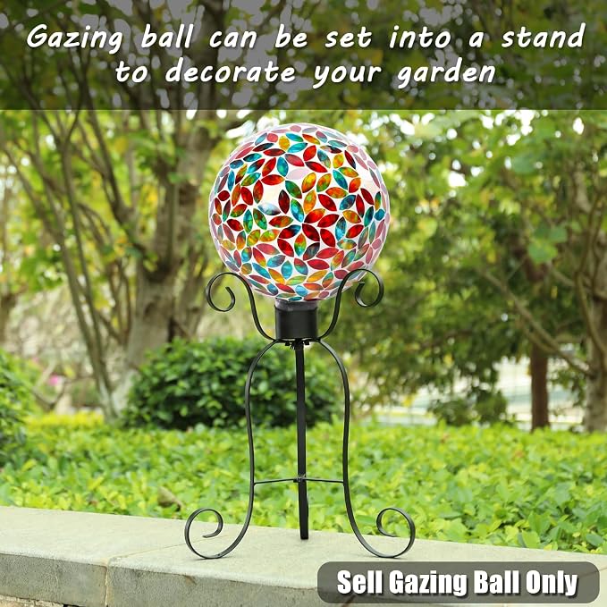 VCUTEKA Gazing Balls, 8" Glass Gazing Ball Sphere for Garden Outdoor Decor | Gazing Balls, Glass Mosaic Gazing Balls Sphere 8" Garden Globes for Garden Lawn Outdoor Yard Decorative