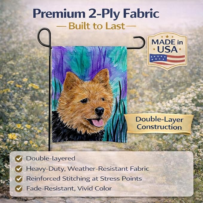Caroline's Treasures SS8431GF Norwich Terrier Garden Flag Mailbox Flag Decorative Yard Flag Banner Outside Patio Artwork Yard Flower Beds, Garden Size, Multicolor