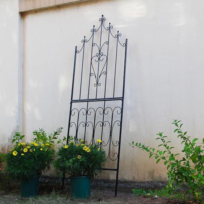 Garden Trellis for Climbing Plants 70.8" H x 25.6" W Metal Premium Quality Material Rust-Resistant Climbing Frame Stylish Garden Addition Outdoor Roses Vine Ivy Clematis Trellises Black