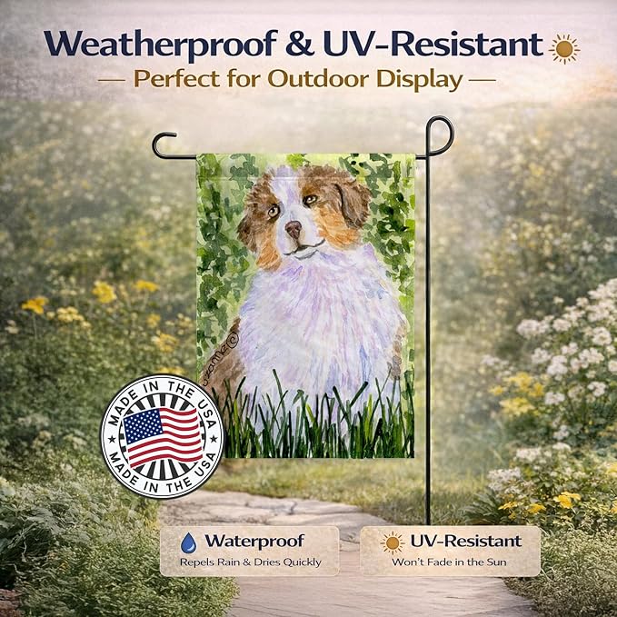 Caroline's Treasures SS8844GF Australian Shepherd Garden Flag Mailbox Flag Decorative Yard Flag Banner Outside Patio Artwork Yard Flower Beds, Garden Size, Multicolor