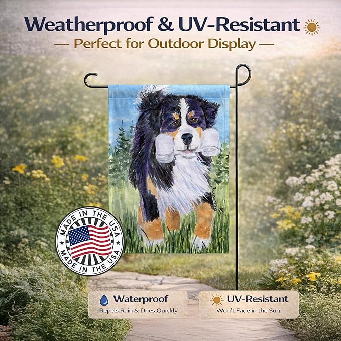 Caroline's Treasures SS8860GF Bernese Mountain Dog Garden Flag Mailbox Flag Decorative Yard Flag Banner Outside Patio Artwork Yard Flower Beds, Garden Size, Multicolor