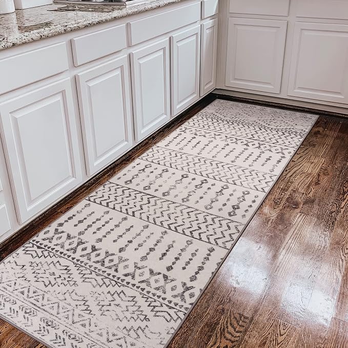 Art&Tuft 2'6"x8 Runner Rug Non Slip, Washable Rug Runners for Hallways,Ivory