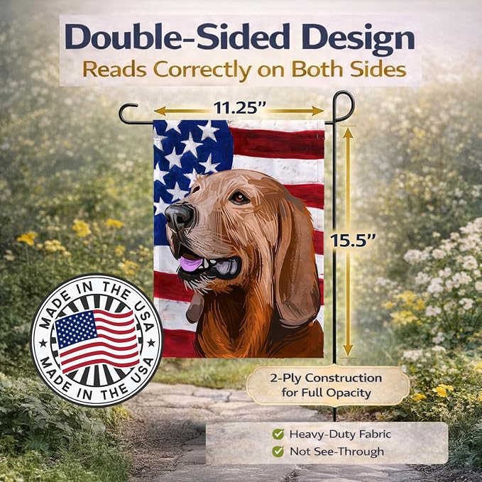 Caroline's Treasures CK6698GF Segugio Italiano Dog American Flag Garden Flag Mailbox Flag Decorative Yard Flag Banner Outside Patio Artwork Yard Flower Beds, Garden Size, Multicolor