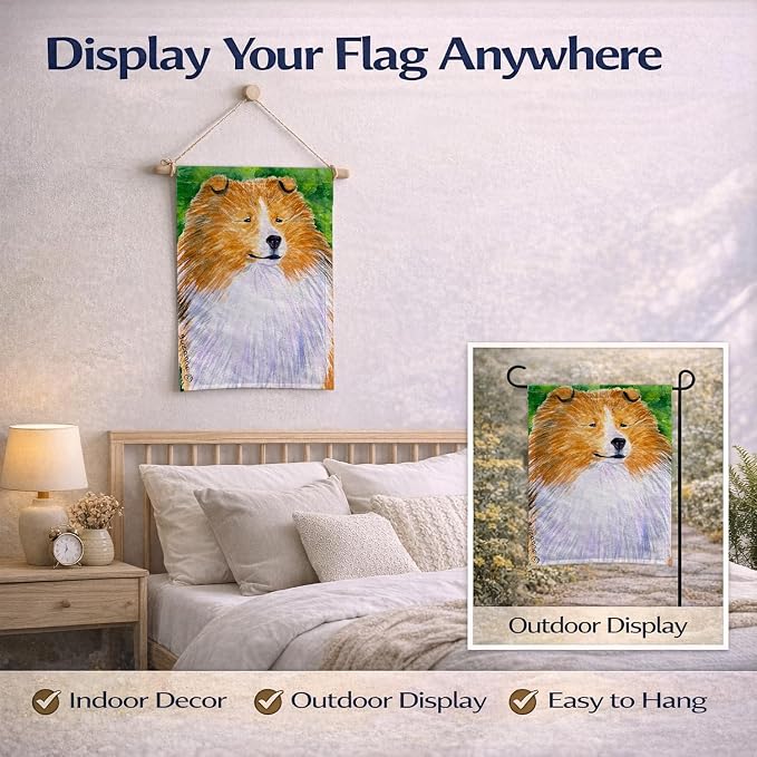 Caroline's Treasures SS1003GF Sheltie Garden Flag Mailbox Flag Decorative Yard Flag Banner Outside Patio Artwork Yard Flower Beds, Garden Size, Multicolor