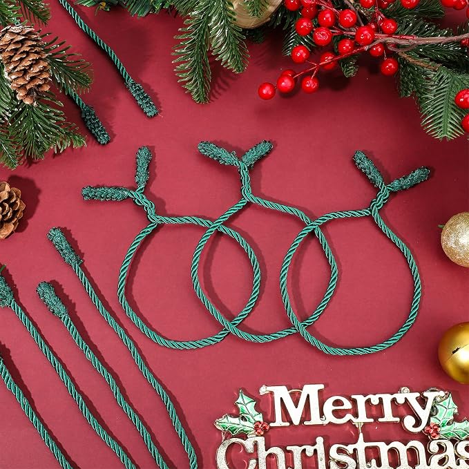 Zhengmy 50 Pcs 20 Inches Christmas Garland Ties Christmas Decorative Twist Ties for Banister Reusable and Flexible Twist for Xmas Home Decorations Holiday Craft Wrapping (Green)