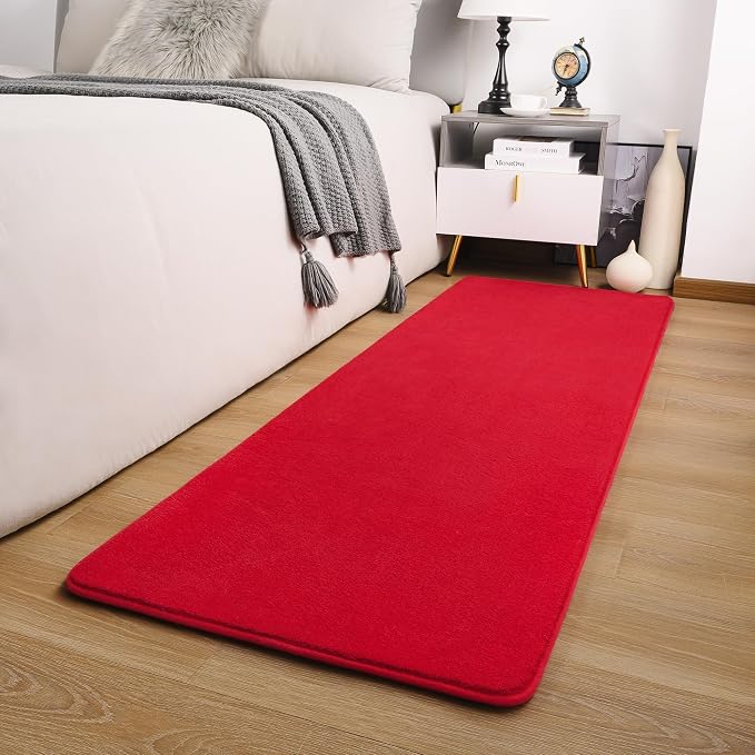 Amearea Modern Soft Hallway Runner Rug, 2x6 Feet Red Washable Runner Rugs | Fluffy Bedroom Bedside Rugs, Indoor Non Slip Memory Foam Rug Carpet for Hallway Entrance Kitchen Living Room Decor