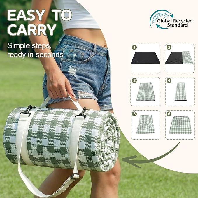 Genovega Waterproof Picnic Blanket Outdoor Camping Beach Mat Rug Extra Large Foldable Car Essential Roadtrip Gadget Accessories Glamping Tent Gear Must Haves Hiking Stuff Backpacking Necessities Gift
