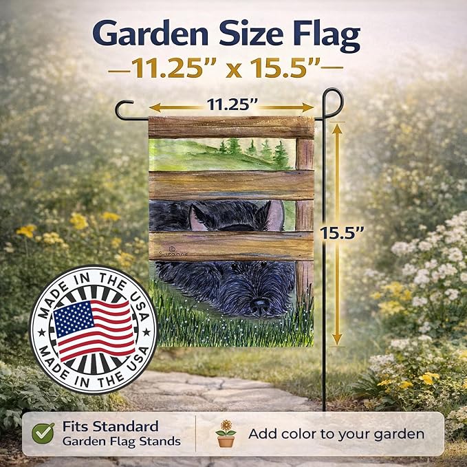 Caroline's Treasures SS8193GF Scottish Terrier Garden Flag Mailbox Flag Decorative Yard Flag Banner Outside Patio Artwork Yard Flower Beds, Garden Size, Multicolor