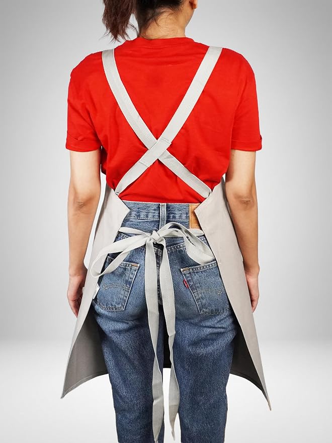 100% Cotton Kitchen Apron with 2 Pockets – Adjustable Chef Apron for Cooking Baking BBQ – Unisex Apron