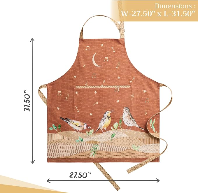 Maison d' Hermine Aprons for women with Pocket 100% Cotton (27.50"x31.50") | Adjustable Neck Strap & long ties Apron Men Chef Wedding Cooking Gardening Server Maid