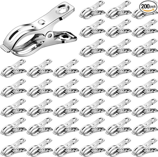 200 Pcs Garden Clips 2 Inch Stainless Steel Small Greenhouse Clamps for Netting Shade Cloth Clips Bulk Plant Metal Spring Clamps Grip for Garden Hoops PVC Plant Cover