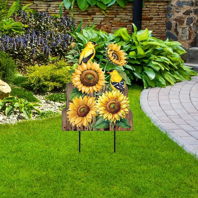 Briarwood Lane Summer Metal Art 26x14 Goldfinch Gathering for Summer Metal Art